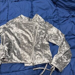 Adore Silver Velvet Women's motorcycle style jacket ( Z)